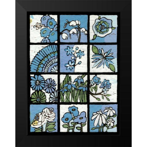Asure Botanical I 12-Patch Black Modern Wood Framed Art Print by Davis, Andrea