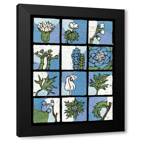 Asure Botanical II 12-Patch Black Modern Wood Framed Art Print by Davis, Andrea