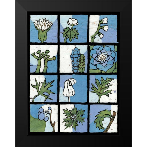 Asure Botanical II 12-Patch Black Modern Wood Framed Art Print by Davis, Andrea