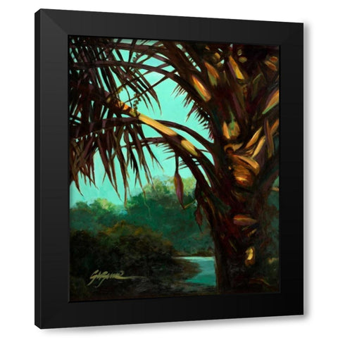 Dark Palm Black Modern Wood Framed Art Print by Wilkins, Suzanne