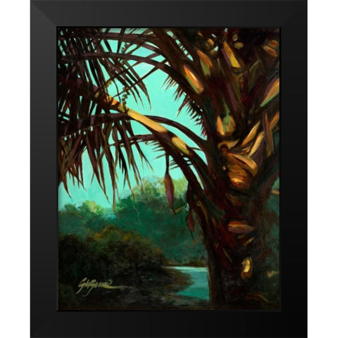 Dark Palm Black Modern Wood Framed Art Print by Wilkins, Suzanne