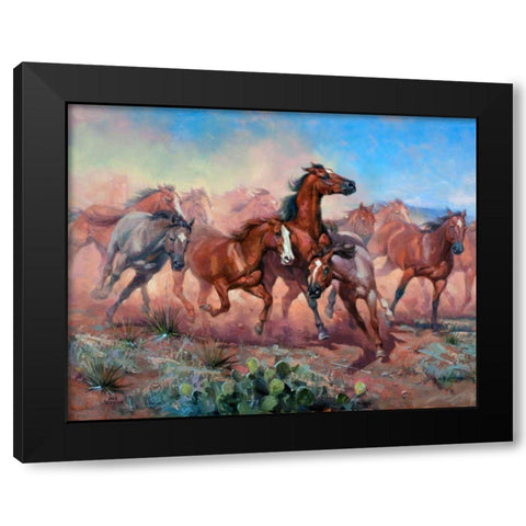 Runnin Thunder Black Modern Wood Framed Art Print by Sorenson, Jack