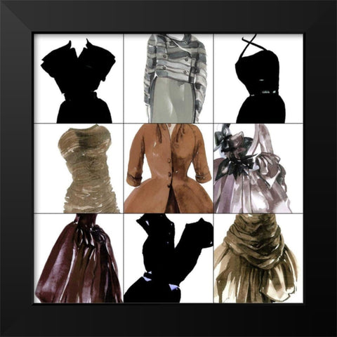 Fashion 9-Patch Black Modern Wood Framed Art Print by Della-Piana, Elissa