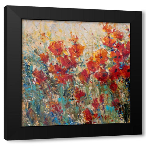 Red Poppy Field I Black Modern Wood Framed Art Print with Double Matting by OToole, Tim