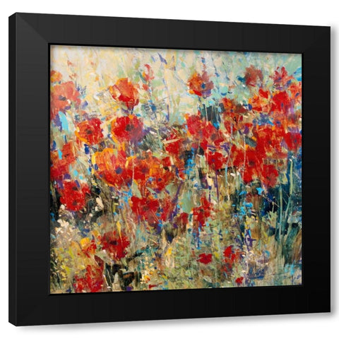 Red Poppy Field II Black Modern Wood Framed Art Print by OToole, Tim