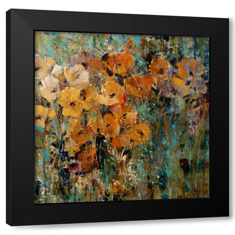 Amber Poppy Field II Black Modern Wood Framed Art Print by OToole, Tim