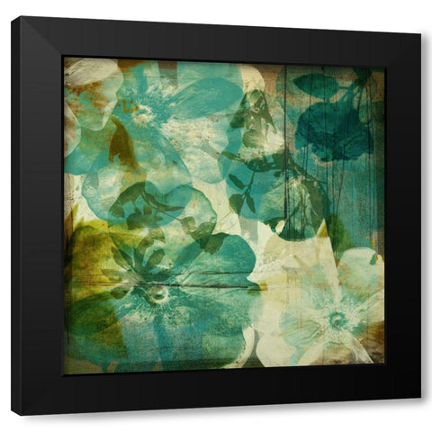 Vintage Teal Blooms II Black Modern Wood Framed Art Print by Mountain, Ricki