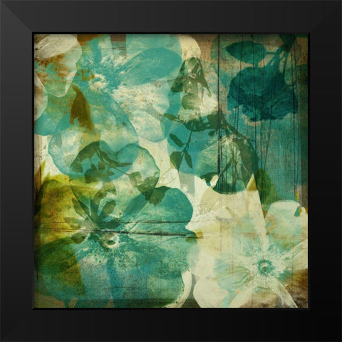 Vintage Teal Blooms II Black Modern Wood Framed Art Print by Mountain, Ricki