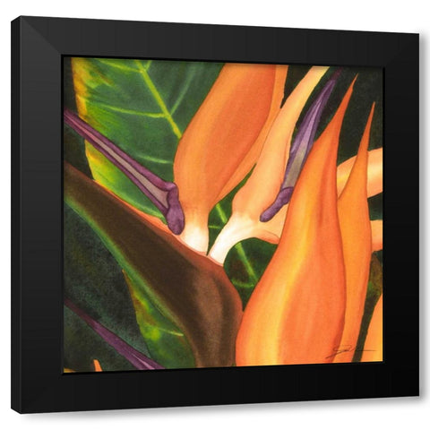 Bird of Paradise Tile I Black Modern Wood Framed Art Print by Higby, Jason