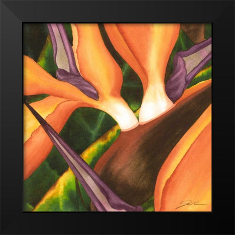 Bird of Paradise Tile II Black Modern Wood Framed Art Print by Higby, Jason
