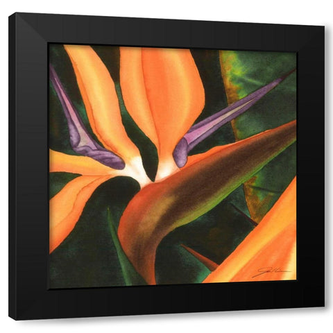 Bird of Paradise Tile IV Black Modern Wood Framed Art Print by Higby, Jason