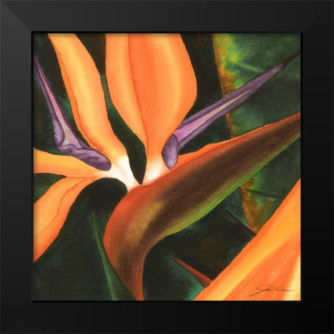 Bird of Paradise Tile IV Black Modern Wood Framed Art Print by Higby, Jason