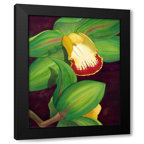 Lime Orchid II Black Modern Wood Framed Art Print by Higby, Jason