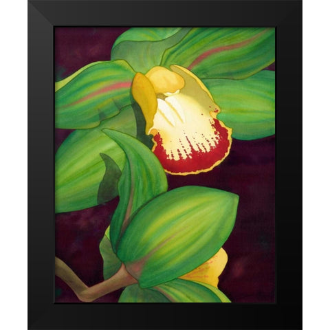 Lime Orchid II Black Modern Wood Framed Art Print by Higby, Jason