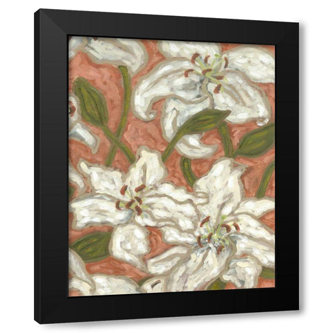 Lily Menagerie II Black Modern Wood Framed Art Print with Double Matting by Deans, Karen