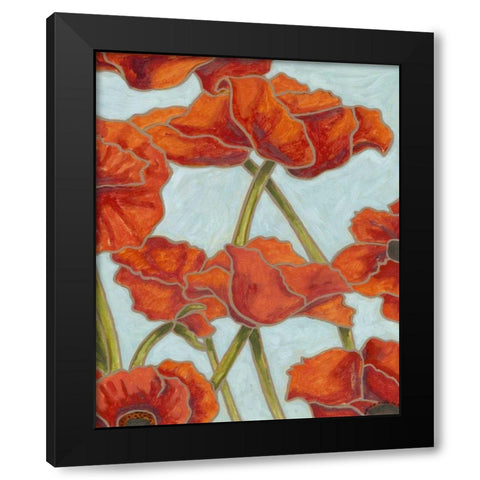 Poppy Talk II Black Modern Wood Framed Art Print with Double Matting by Deans, Karen