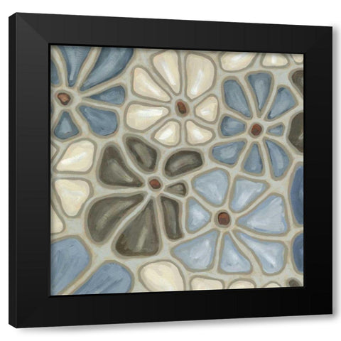 Tiled Petals II Black Modern Wood Framed Art Print with Double Matting by Deans, Karen