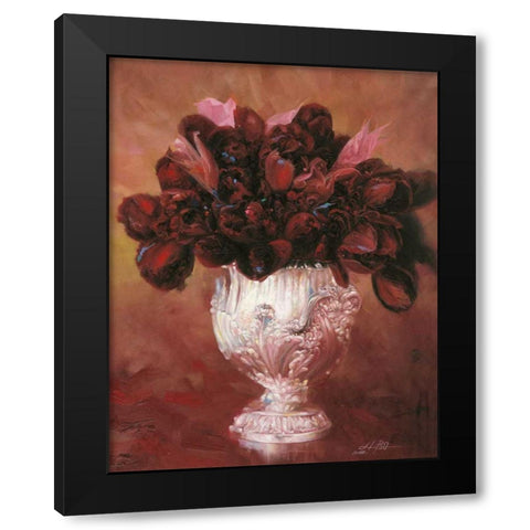 Floral Still Life II Black Modern Wood Framed Art Print by Bo, Li