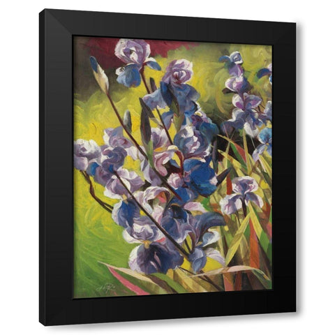 Iris Garden I Black Modern Wood Framed Art Print by Bo, Li