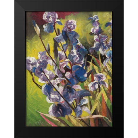 Iris Garden I Black Modern Wood Framed Art Print by Bo, Li