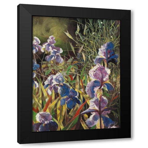 Iris Garden II Black Modern Wood Framed Art Print with Double Matting by Bo, Li