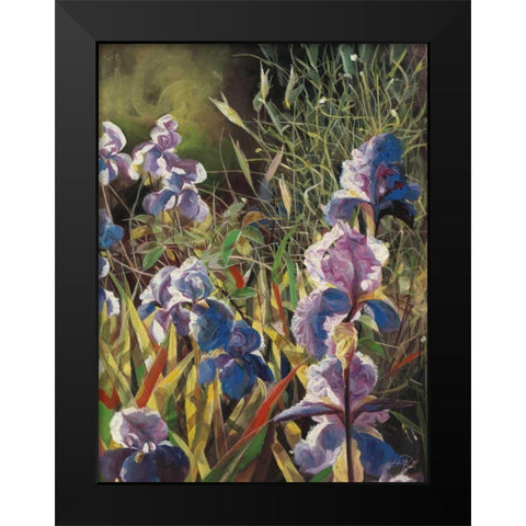Iris Garden II Black Modern Wood Framed Art Print by Bo, Li