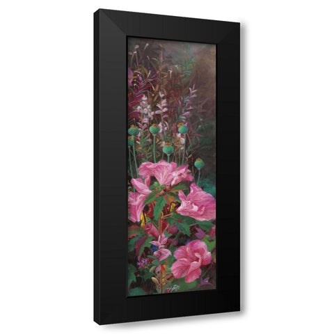 Pink Azalea Garden II Black Modern Wood Framed Art Print by Bo, Li