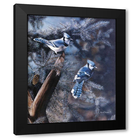 A Touch of Blue Black Modern Wood Framed Art Print by Daniel, Kevin