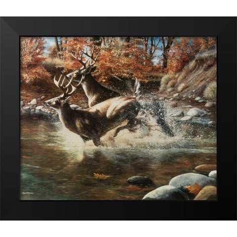 On the Run Black Modern Wood Framed Art Print by Daniel, Kevin
