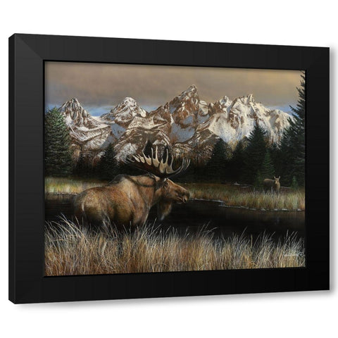Teton Majesty Black Modern Wood Framed Art Print by Daniel, Kevin