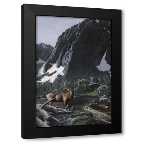 Mountainside Elk I Black Modern Wood Framed Art Print by Daniel, Kevin
