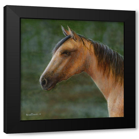 Mustang Black Modern Wood Framed Art Print by Daniel, Kevin