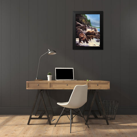 Grizzlies by Falls Black Modern Wood Framed Art Print by Daniel, Kevin
