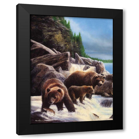 Grizzlies by Falls Black Modern Wood Framed Art Print with Double Matting by Daniel, Kevin