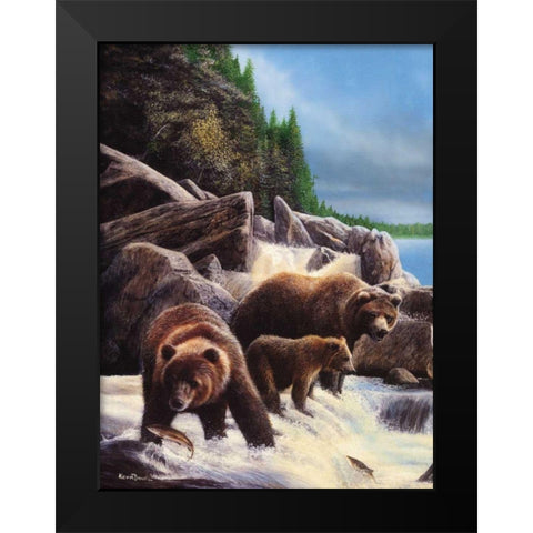 Grizzlies by Falls Black Modern Wood Framed Art Print by Daniel, Kevin