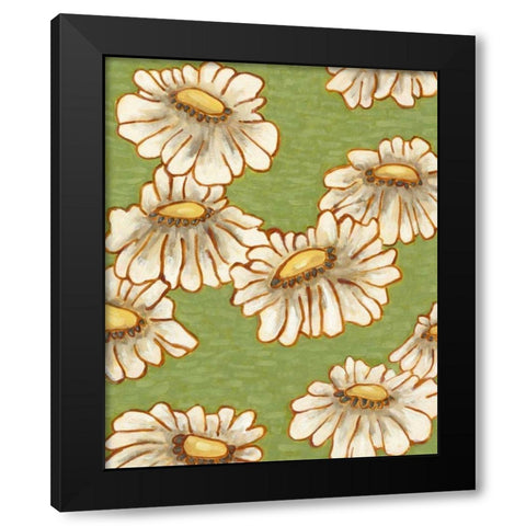 Mums on Green I Black Modern Wood Framed Art Print by Deans, Karen