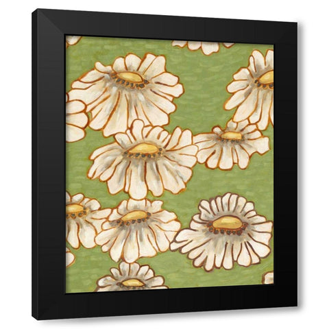 Mums on Green II Black Modern Wood Framed Art Print with Double Matting by Deans, Karen