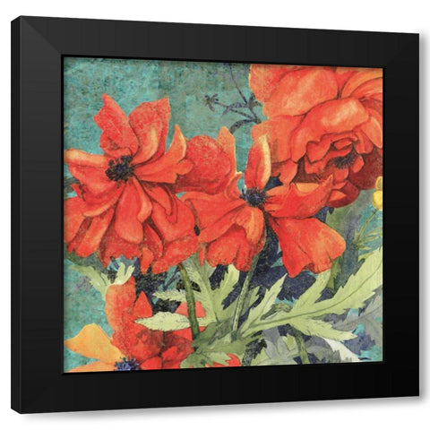 Poppy Play I Black Modern Wood Framed Art Print by Collier-Morales, R.