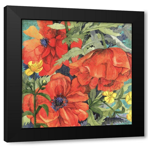 Poppy Play II Black Modern Wood Framed Art Print with Double Matting by Collier-Morales, R.