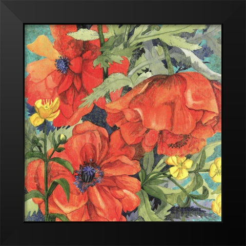 Poppy Play II Black Modern Wood Framed Art Print by Collier-Morales, R.