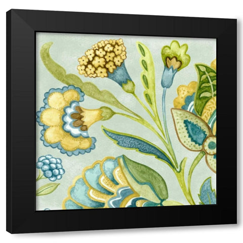 Decorative Golden Bloom I Black Modern Wood Framed Art Print with Double Matting by Wright, Sydney
