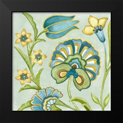 Decorative Golden Bloom II Black Modern Wood Framed Art Print by Wright, Sydney