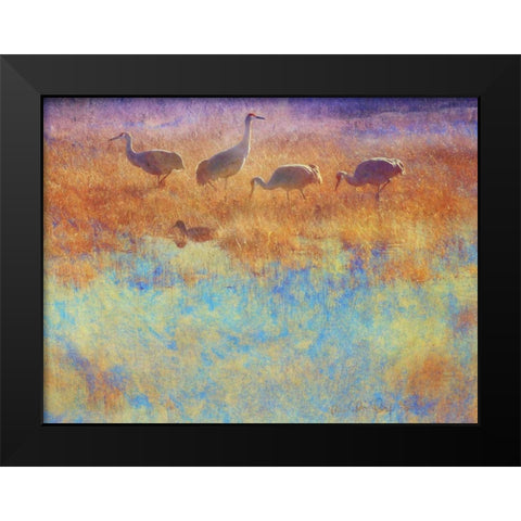 Cranes in Soft Mist Black Modern Wood Framed Art Print by Vest, Chris
