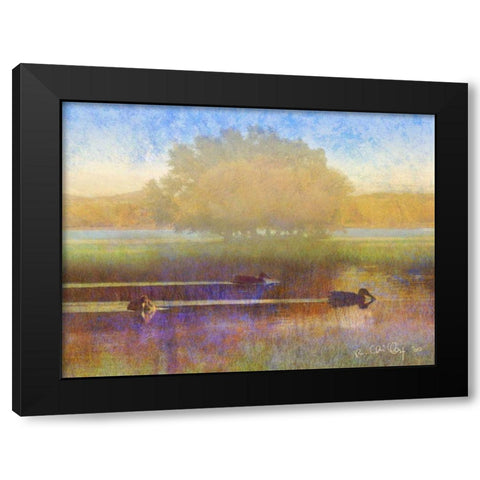 Ducks in Soft Mist Black Modern Wood Framed Art Print by Vest, Chris