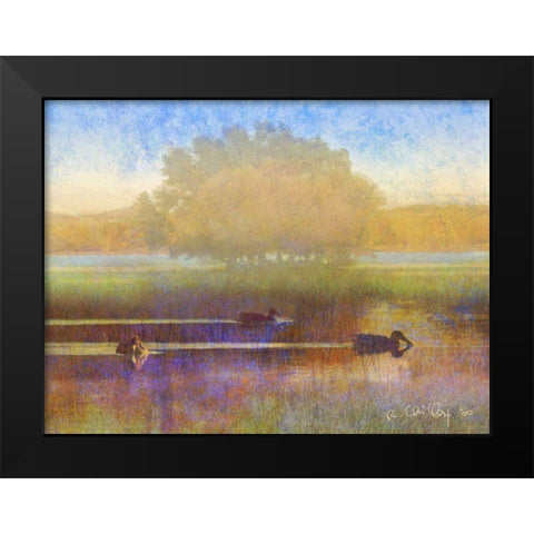 Ducks in Soft Mist Black Modern Wood Framed Art Print by Vest, Chris