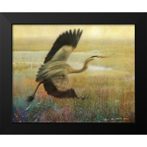 Foggy Heron I Black Modern Wood Framed Art Print by Vest, Chris