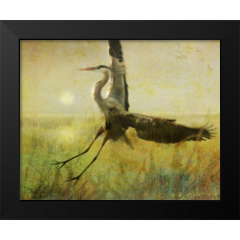 Foggy Heron II Black Modern Wood Framed Art Print by Vest, Chris