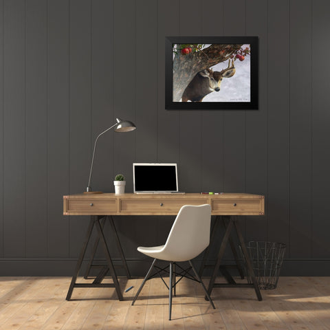 Apple Deer Black Modern Wood Framed Art Print by Vest, Chris