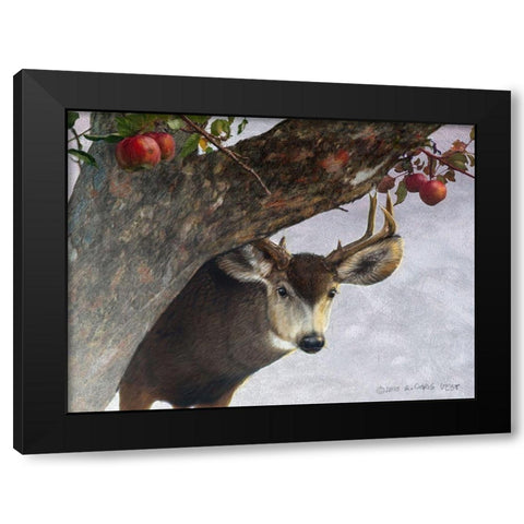 Apple Deer Black Modern Wood Framed Art Print by Vest, Chris