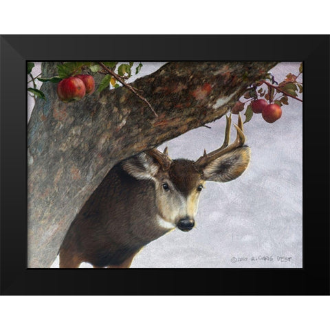 Apple Deer Black Modern Wood Framed Art Print by Vest, Chris